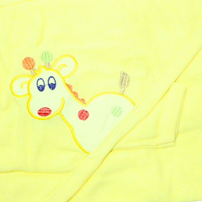 Prosop de baie cu gluga din bumbac, Giraffe, Yellow, Bebeprice [5]