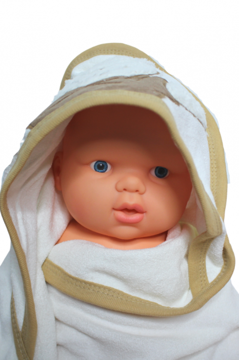 Prosop de baie cu gluga din bumbac, white-beige, Winnie The Pooh [3]