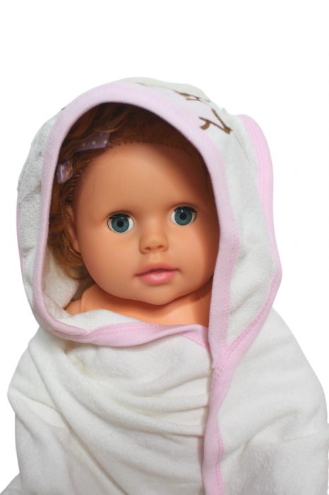 Prosop de baie cu gluga din bumbac, white-pink, Winnie The Pooh [2]