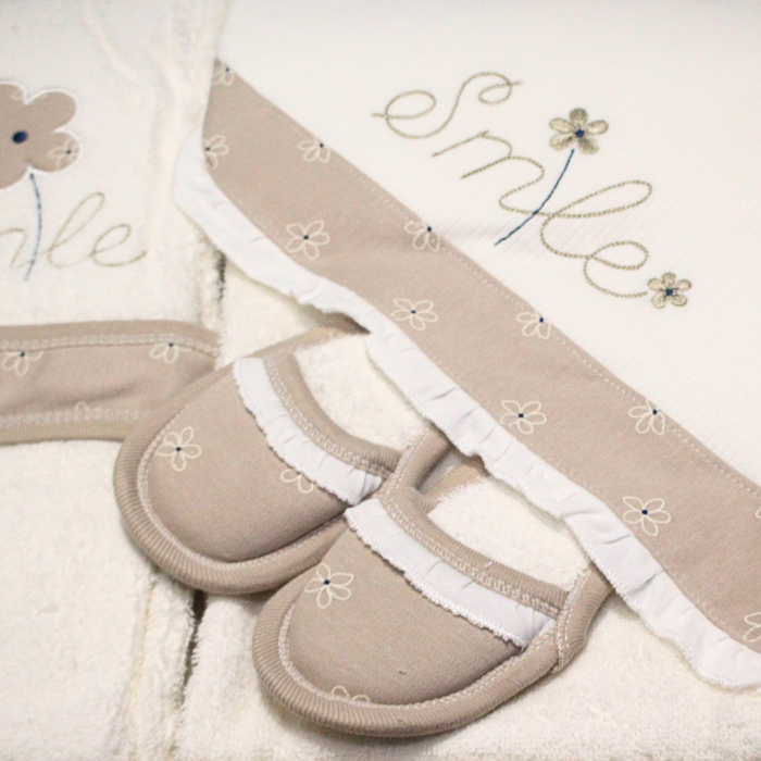 Set de baie pentru copii, bumbac, Smile, Beige- 4 piese, Bebeprice [2]