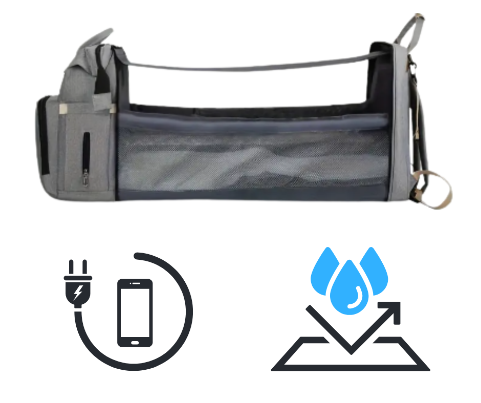 Rucsac multifunctional extensibil, impermeabil cu USB EasyTrip Baby, Stone, BebePrice [9]