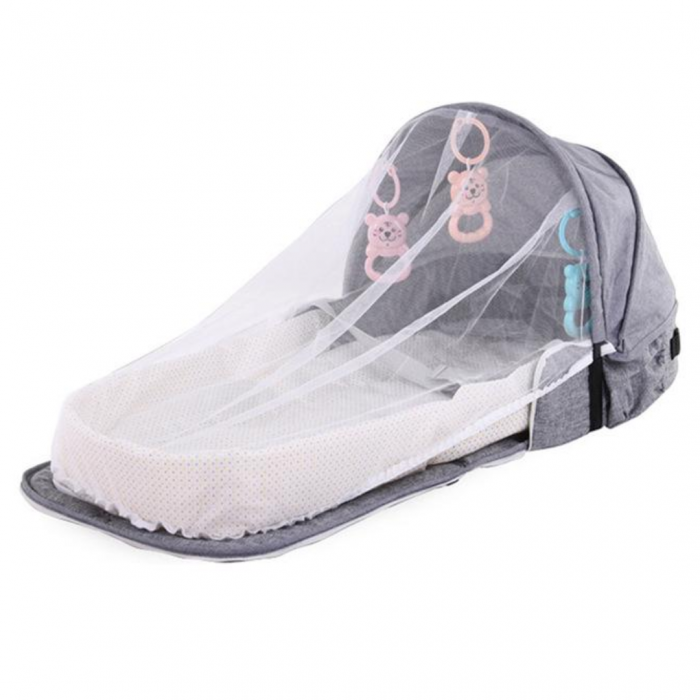 Pat portabil si pliabil pentru bebelusi, Grey, BebePrice [2]
