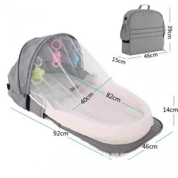 Pat portabil si pliabil pentru bebelusi, Grey, BebePrice [4]