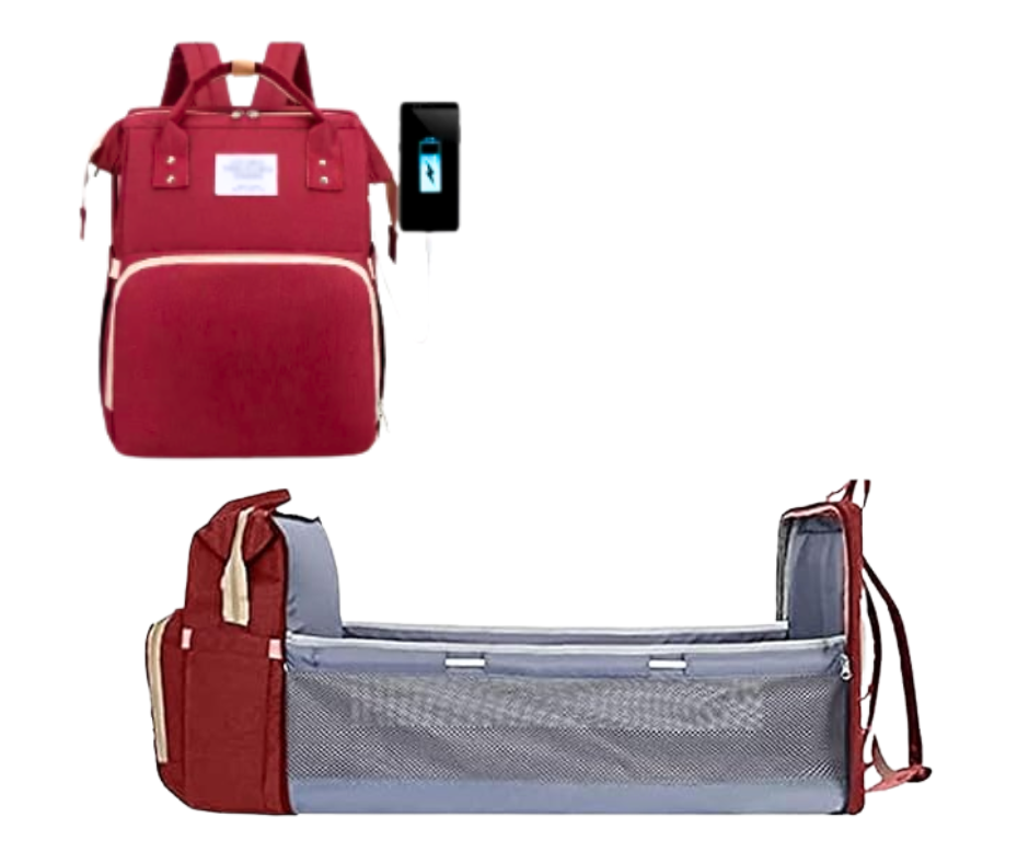 Rucsac multifunctional extensibil, impermeabil cu USB EasyTrip Baby, Royal Burgundy, BebePrice [6]