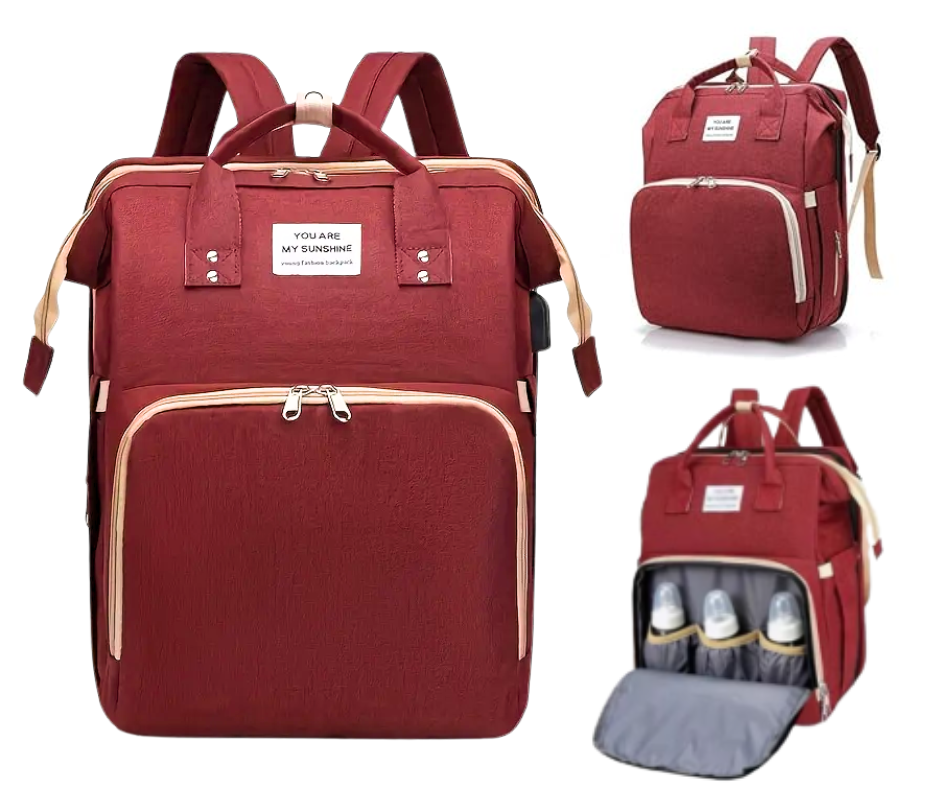 Rucsac multifunctional extensibil, impermeabil cu USB EasyTrip Baby, Royal Burgundy, BebePrice [2]