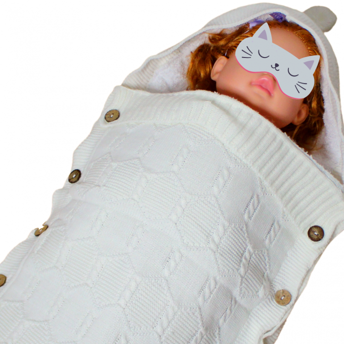 Sac de iarna tricotat si imblanit bebelusi, Off-White [6]