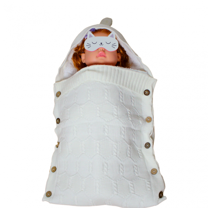 Sac de iarna tricotat si imblanit bebelusi, Off-White [4]