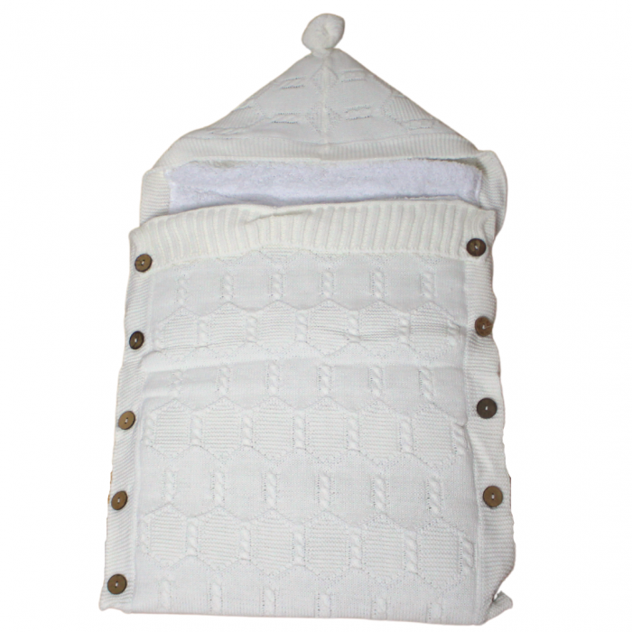 Sac de iarna tricotat si imblanit bebelusi, Off-White [2]