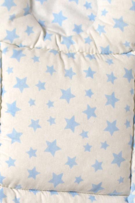 Saltea protectie doua fețe pentru carucior si scoica Little Stars, White-Blue [4]