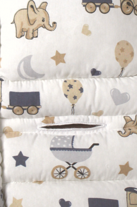 Saltea protectie doua fețe pentru carucior si scoica Elephant, White-Grey [4]