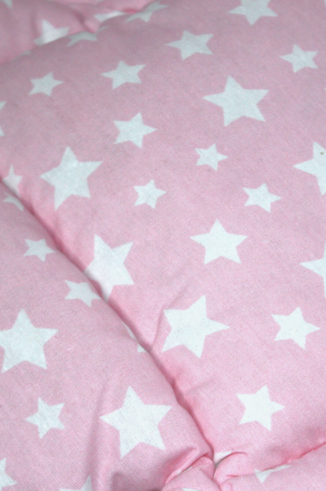 Saltea protectie doua fețe pentru carucior si scoica Little Stars, White-Pink [4]