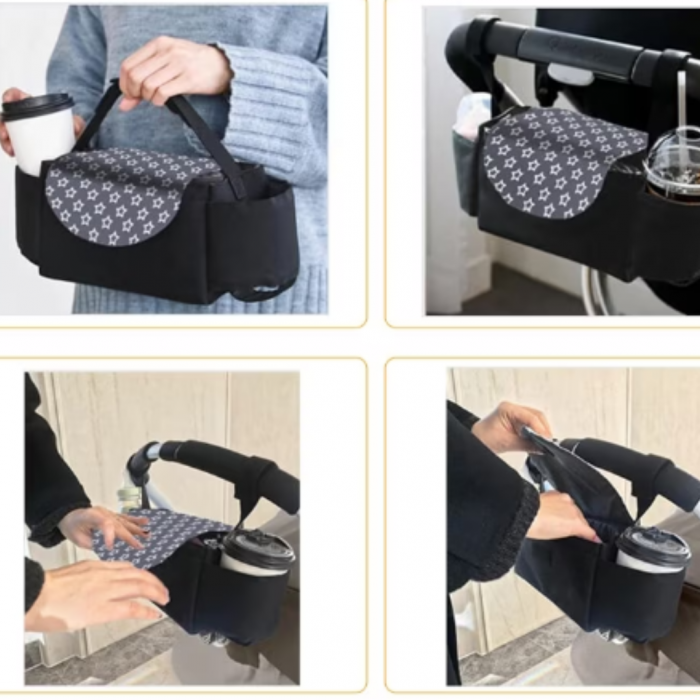 Geanta organizator universala pentru carucior - Stars Grey [5]