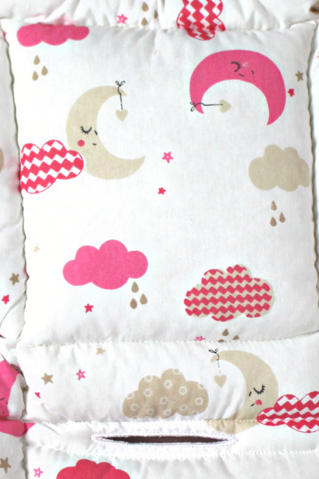 Saltea protectie doua fețe pentru carucior si scoica Moon, White-Pink [4]