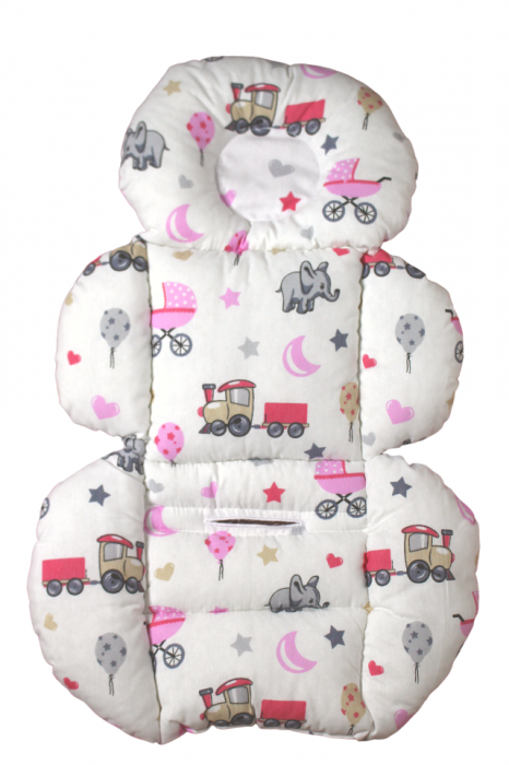 Saltea protectie doua fețe pentru carucior si scoica Elephant, White-Pink [2]