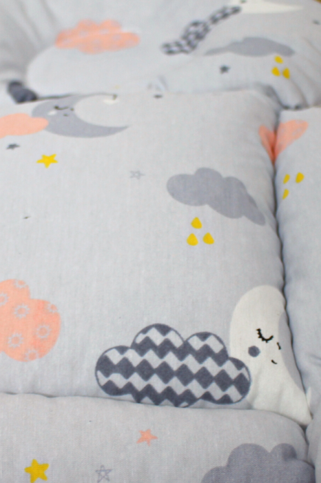 Saltea protectie doua fețe pentru carucior si scoica Moon, White-Grey [3]