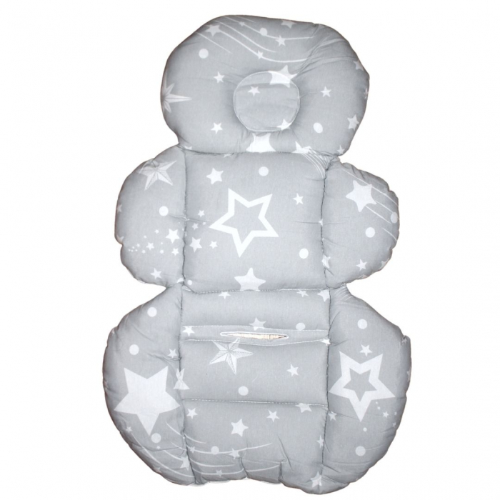 Saltea protectie pentru carucior si scoica, Sleepy Baby, Grey, Falling Stars [4]
