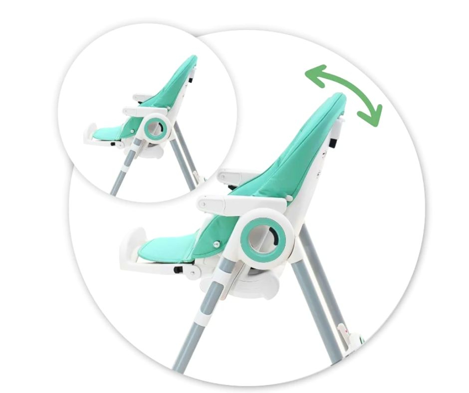 Scaun de masă ergonomic 3 in 1, Feedi, 7 pozitii, Turquoise, BebePrice [4]