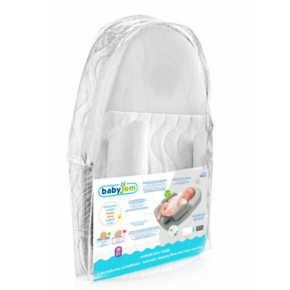 Salteluta antireflux pentru bebelusi cu plan inclinat si saculet cu samburi de cirese, White [4]