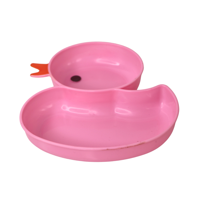 Castron din plastic cu tacamuri, Duck, Pink [3]