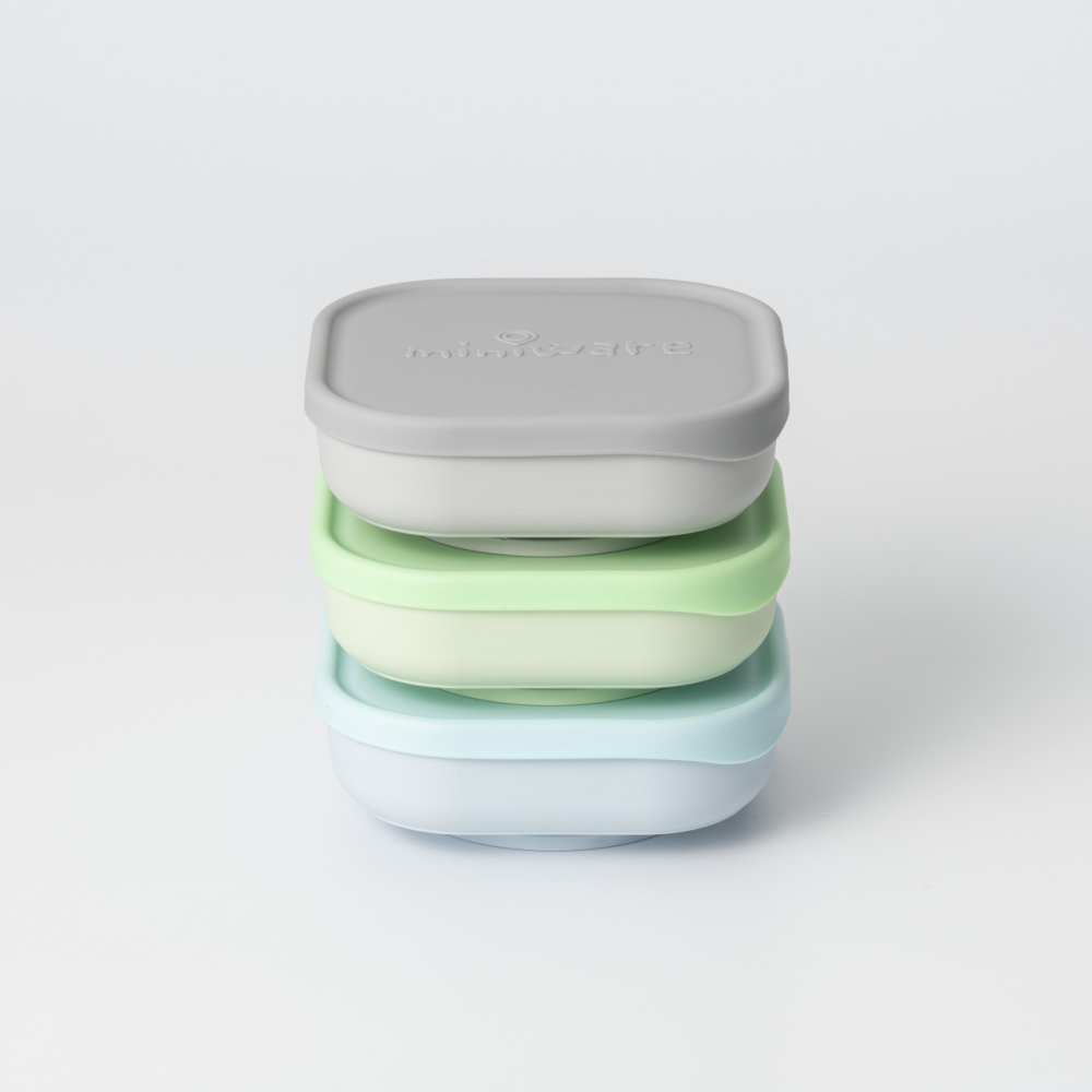 Set 3 boluri Snack Bowl pentru hrana bebelușului Aqua Grey Keylime BebePrice.ro [3]
