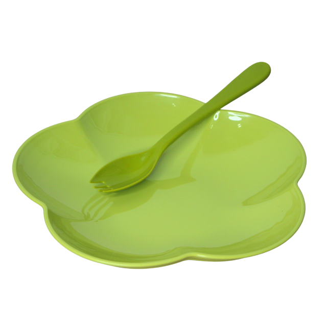 Set 4 farfurii si tacamuri, pentru microunde, Green [3]