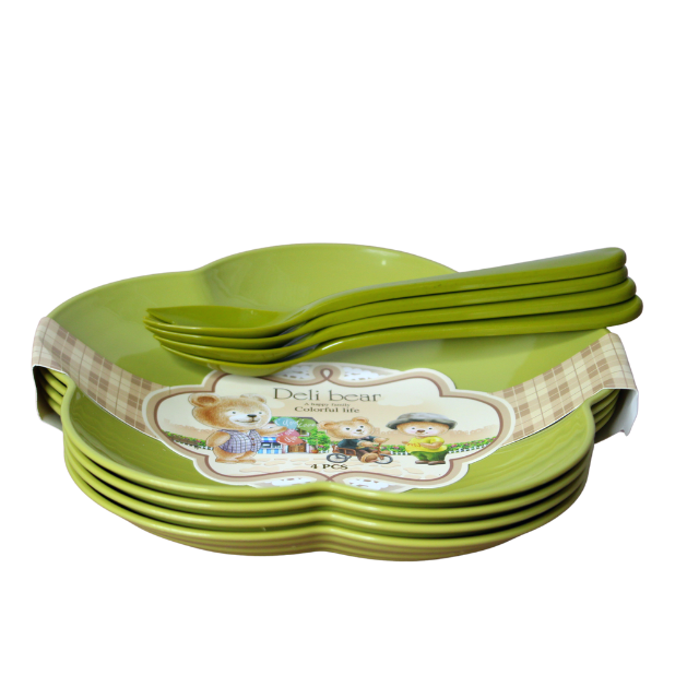 Set 4 farfurii si tacamuri, pentru microunde, Green [2]