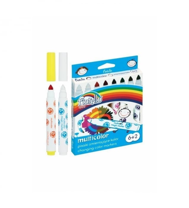 Set carioci lavabile, Fiorello, Multicolor, 6+2 culori,BebePrice [2]