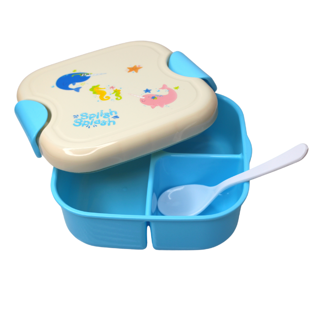 Set cutie alimente cu lingura, patrat, Blue, BebePrice [2]