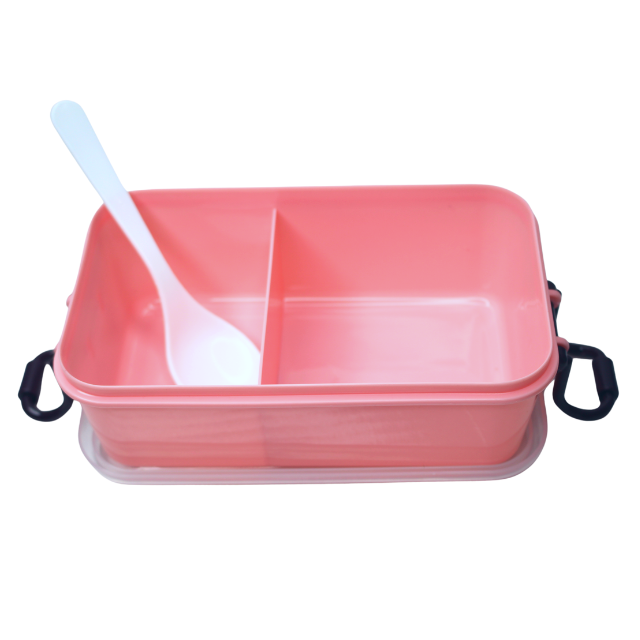 Set cutie alimente cu lingura, dreptunghiular, cu capac transparent, Pretty Animals, Pink, BebePrice [4]