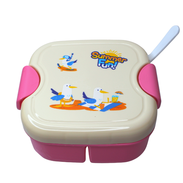 Set cutie alimente cu lingura, patrat, Pink, BebePrice [5]