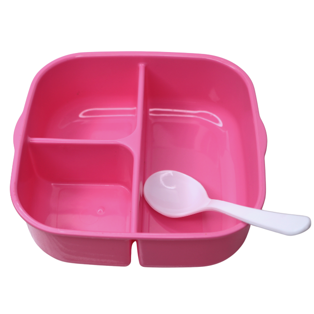 Set cutie alimente cu lingura, patrat, Pink, BebePrice [4]