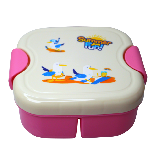 Set cutie alimente cu lingura, patrat, Pink, BebePrice [2]
