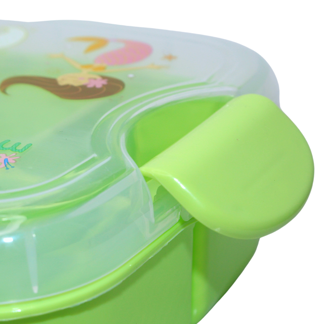 Set cutie alimente cu lingura, patrat,cu capac transparent, Green,BebePrice [4]