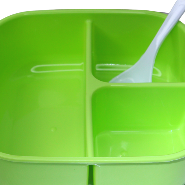 Set cutie alimente cu lingura, patrat,cu capac transparent, Green,BebePrice [2]