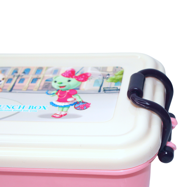 Set cutie alimente cu lingura, dreptunghiular, Pretty Animals, Pink, BebePrice [5]