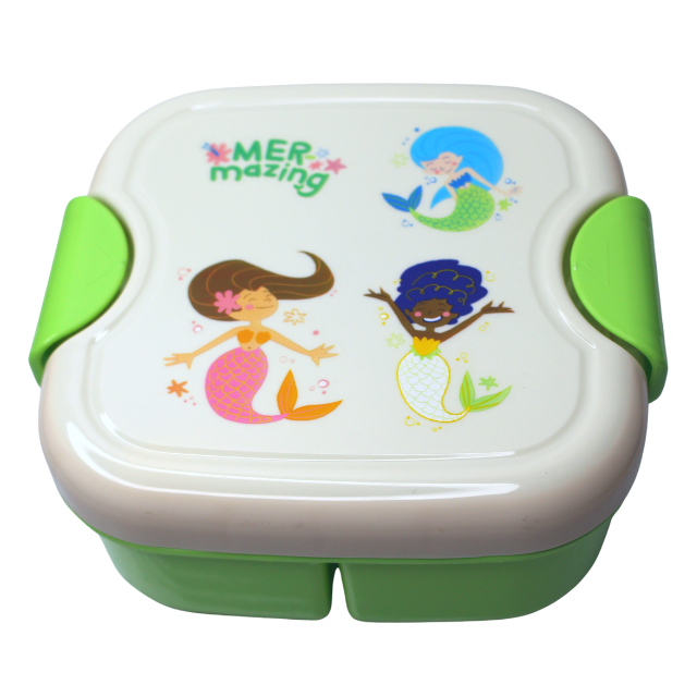 Set cutie alimente cu lingura, patrat, Green, BebePrice [3]