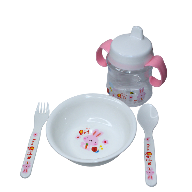 Set diversificare 4 in1, fara BPA, Cute Duck, Pink, BebePrice [4]