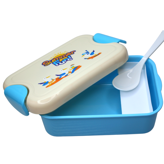 Set cutie alimente cu lingura, dreptunghiular, Blue, BebePrice [3]