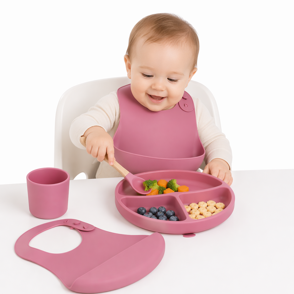 Set diversificare 4 piese din silicon BabyJem Pink BebePrice.ro [2]