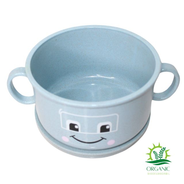 Bol cu capac, din material organic, Happy Face, Ciel [4]