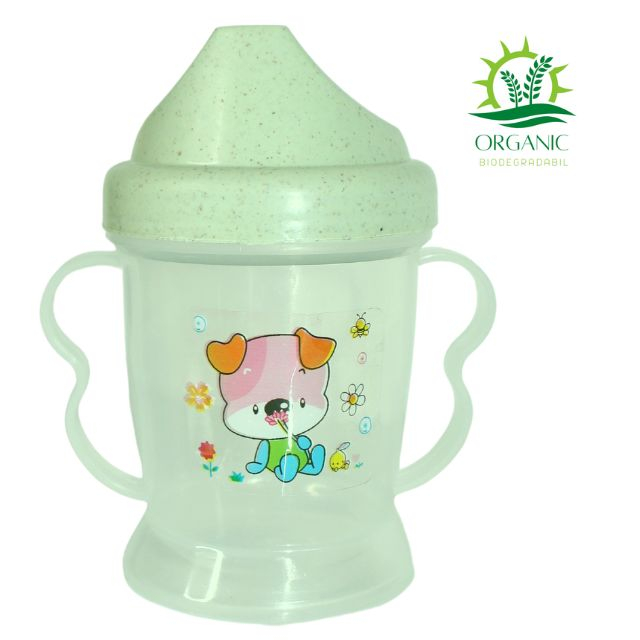 Set hranire bebe, rotund, din material organic, Puppy, Green- 3 piese [2]