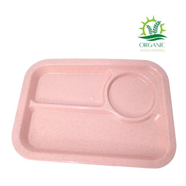 Set hranire bebe, dreptunghiular, din material organic, Puppy, Powder Pink- 3 piese [4]