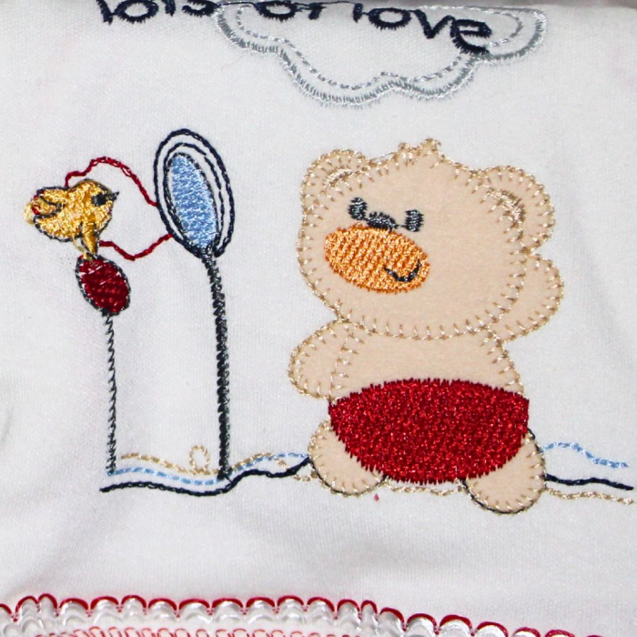 Set maternitate bumbac antialergic, nou-nascut (0-3 luni), Bear, white-red - 11 piese,BebePrice [3]