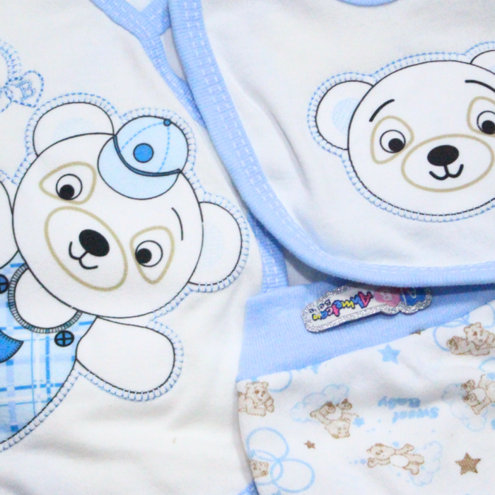 Set maternitate bumbac, nou-nascut, Bear, Blue - 5 piese, BebePrice [3]