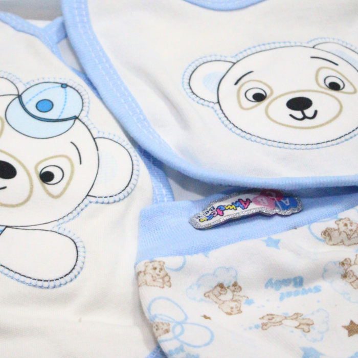 Set maternitate bumbac, nou-nascut, Bear, Blue - 5 piese, BebePrice [4]