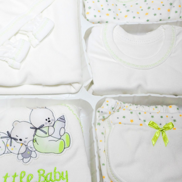 Set maternitate bumbac antialergic, nou-nascut, Little Baby, Pear - 11 piese [2]