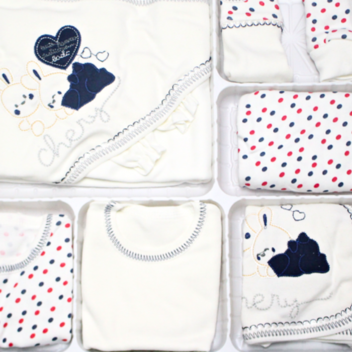 Set maternitate bumbac antialergic, nou-nascut, Rabbits, Navy- 11 piese [2]