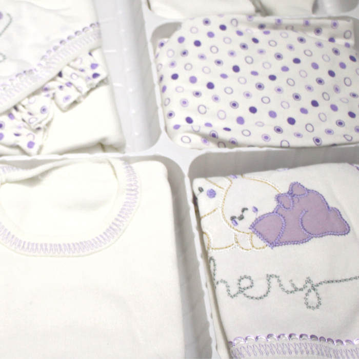 Set maternitate bumbac antialergic, nou-nascut, Rabbits, Lavender- 11 piese [3]