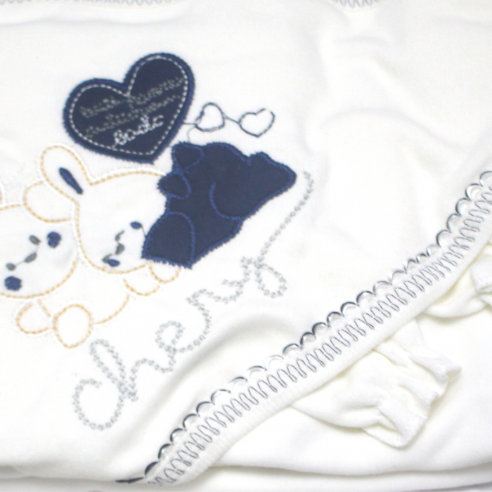 Set maternitate bumbac antialergic, nou-nascut, Rabbits, Navy- 11 piese [3]