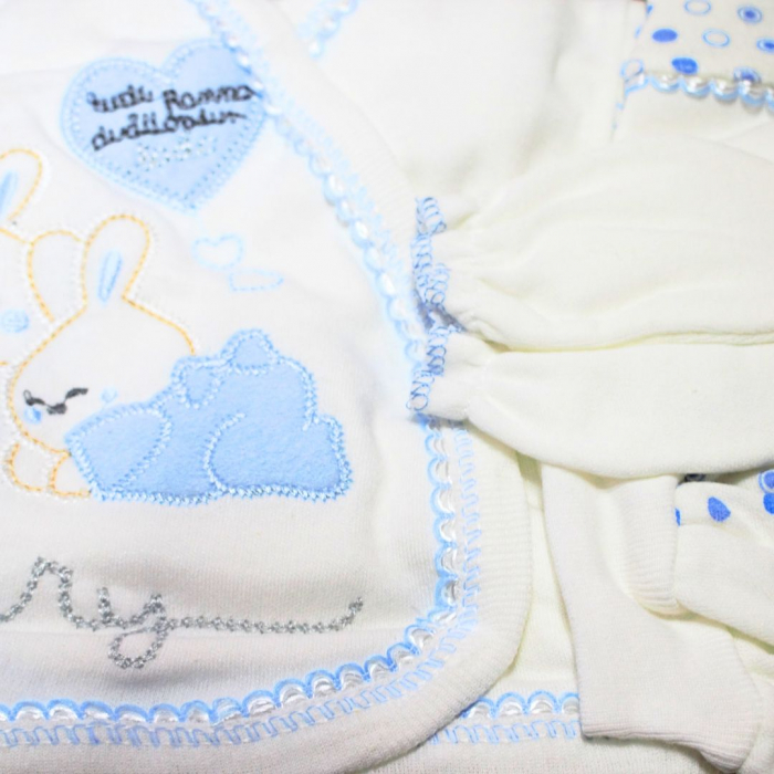 Set maternitate bumbac nou-nascut (0-3 luni), Bebelax, Rabbits, white-blue- 5 piese [2]